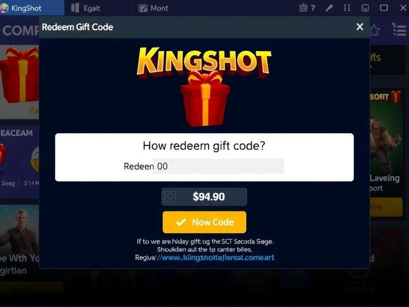 Kingshot गेम में गिफ्ट कोड रिडीम करने का इंटरफेस