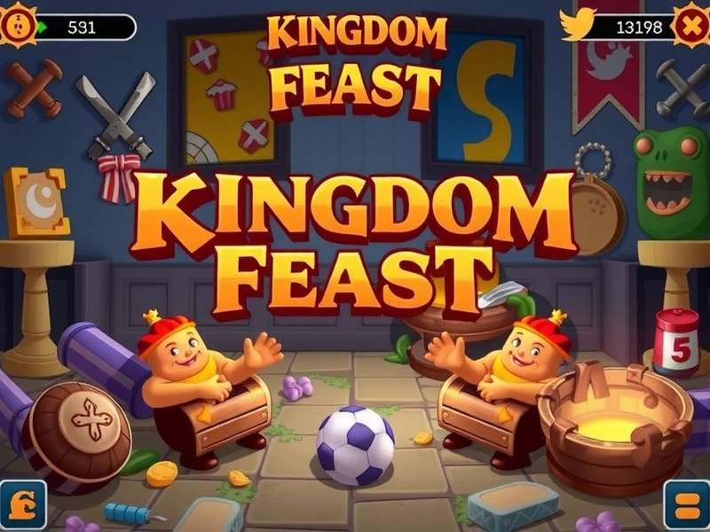 Kingdom Feast event in Kingshot game showcasing a grand banquet table with knights and treasures