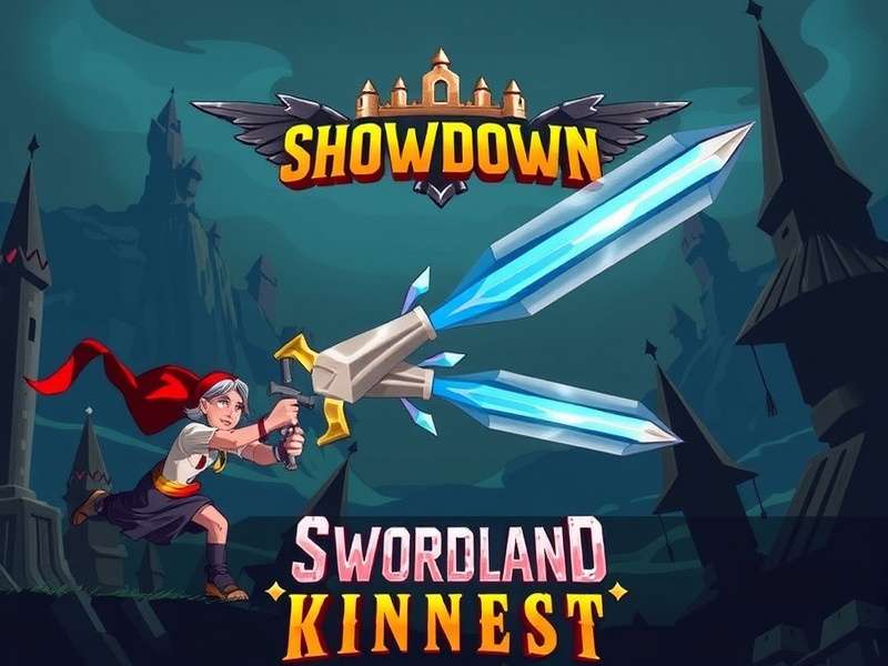 Epic fantasy battle scene with swords and magic, representing the Swordland Showdown in Kingshot