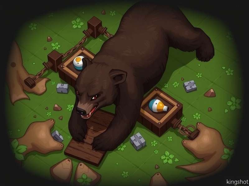 Kingshot Bear Trap defensive setup showing trap placement and enemy engagement